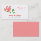 Carte rose mignonne de maman de hiboux de bande (Devant / Derrière)