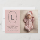 Carte rose moderne faire-part de naissance (Devant)