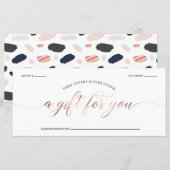 Carte Rose moderne Gold & Marine Blue certificat cadeau (Devant / Derrière)