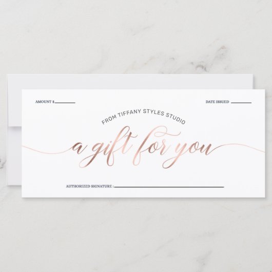 Carte Rose moderne Gold & Marine Blue certificat cadeau (Devant)