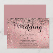 Carte Rose moderne Gold tendance Mariage budget (Devant / Derrière)