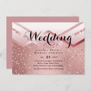 Carte Rose moderne Gold tendance Mariage budget