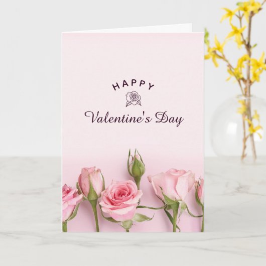 Carte Rose Moderne Joyeuse Saint-Valentin (Fleur jaune)