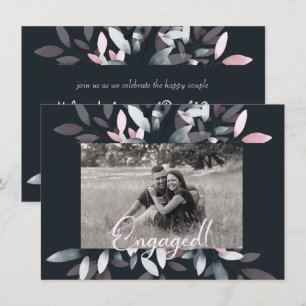 Carte Rose Navy Élégant Douce Aquarelle Ajouter Photo Pa