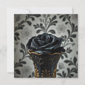 Carte Rose noir avec accents floraux or (Devant)