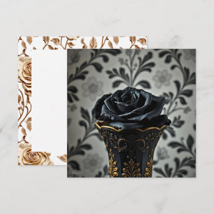 Carte Rose noir avec accents floraux or