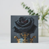 Carte Rose noir et blanc Vase or (Debout devant)