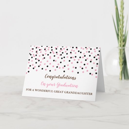 Carte Rose Noir Grande Petite-fille Graduation (Devant)