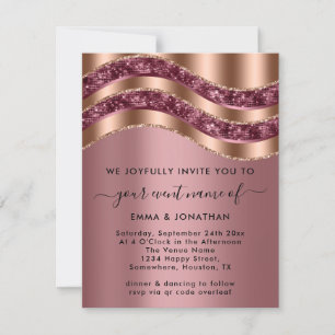 Carte Rose noir professionnel élégant cuivre QRCode rose