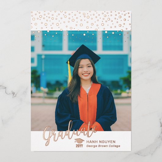 Carte rose or 2022 Photo Graduation Faire-part (Recto)