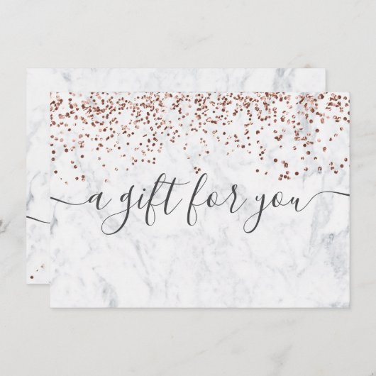 Carte Rose or blanc marbre élégant certificat cadeau (Devant / Derrière)