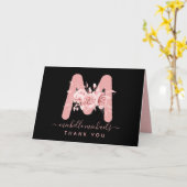 Carte Rose or noir Merci Floral Monogramme (Fleur jaune)