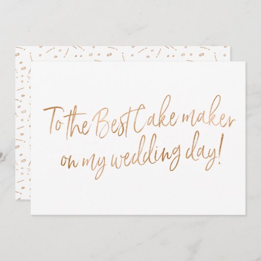 Carte Rose or pour Mariage Baker (Devant / Derrière)