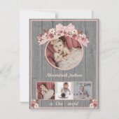 Carte Rose or rose filles1er Anniversaire Elle est un de (Devant)