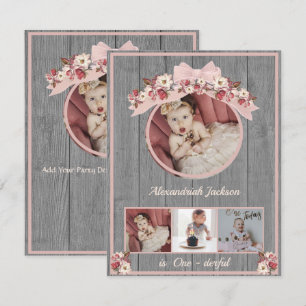 Carte Rose or rose filles1er Anniversaire Elle est un de