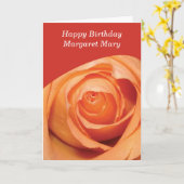 Carte Rose orange Nom personnalisé Anniversaire religieu (Fleur jaune)
