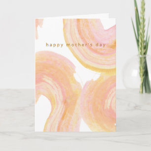 Carte Rose Pâle Ambre Abstrait Aquarelle Fête des Mères