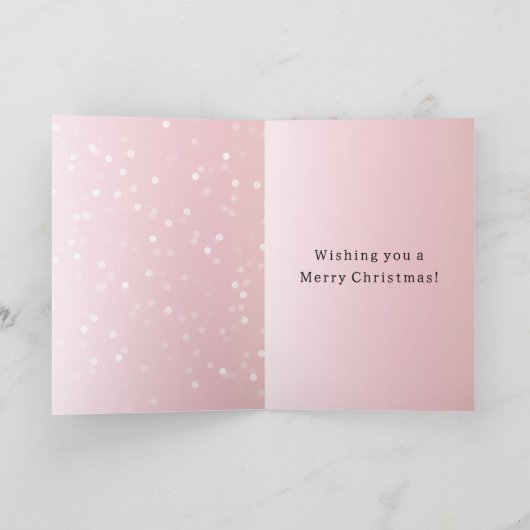 Carte Rose Pâle Chat Confettis Points Noël (Intérieur)