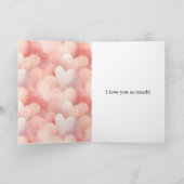 Carte Rose Pâle Crème Coeurs Amour Saint Valentin (Intérieur)