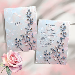 Carte rose pâle et tonalité perle mariage de la branche