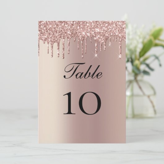 Carte Rose Parties scintillant or Lecteurs Mariage Table (Debout devant)