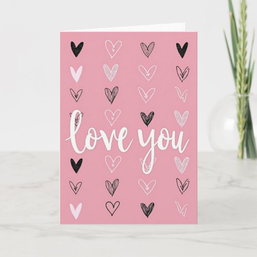 Carte Rose Pastel « Je t'aime » (Devant)