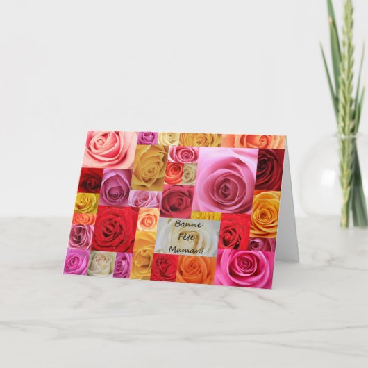 Carte Rose patchwork pour la Fête des mères (Devant)