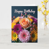 Carte Rose Pêche à Points (Fleur jaune)