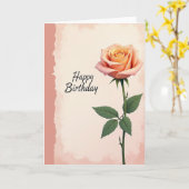 Carte Rose Pêche Douce (Fleur jaune)