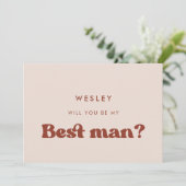 Carte rose pêche rétro Veux-tu être mon témoin (Debout devant)