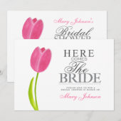 Carte rose peinte de partie de Fête de la mariée (Devant / Derrière)