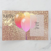 Carte Rose personnalisé Gold 16e anniversaire (Intérieur)