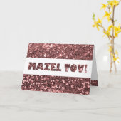 Carte Rose Pink Glitter Mazel Tov Félicitations (Fleur jaune)