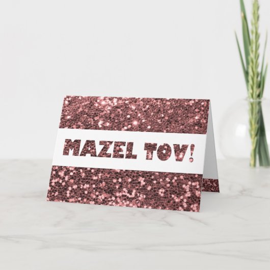 Carte Rose Pink Glitter Mazel Tov Félicitations (Devant)