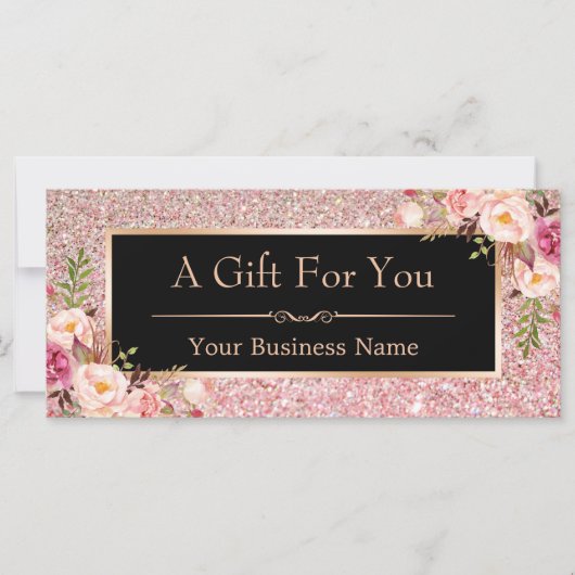 Carte rose Pink Parties scintillant Floral (Devant)