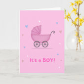 Carte ROSE pour accueillir un bébé garçon (Fleur jaune)