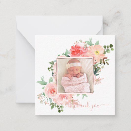 Carte Rose pour bébé couleur rose pâle (Devant)