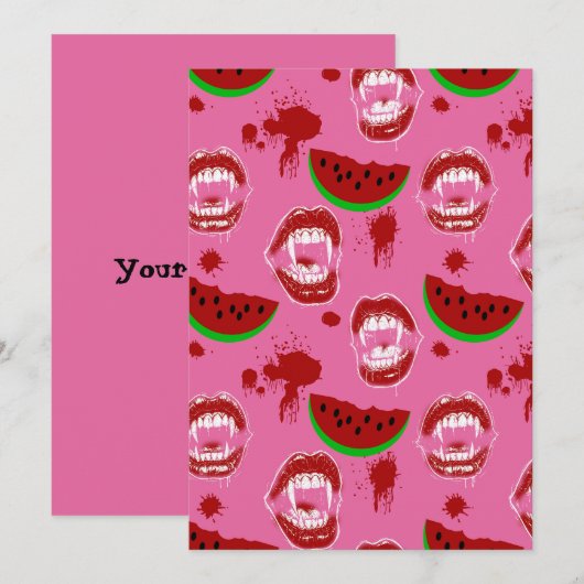 Carte Rose pour la Fête de Summerween Vampire et P (Devant / Derrière)