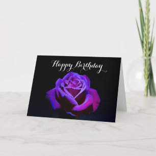 Carte Rose Pourpre Avec Gouttes de Rosée Joyeux Annivers