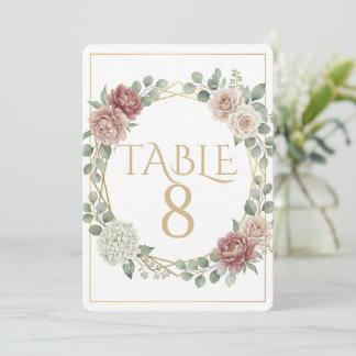 Carte Rose Poussiéreuse Élégante Géométrique Floral Aqua