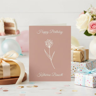 Carte Rose Poussiéreuse Élégante Nom Simple de Fleur Ann
