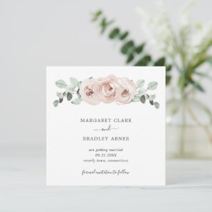 Carte Rose Poussiéreuse Fleurs Aquarelle Élégant Mariage