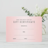 Carte Rose Quartz Shabby Chic Moderne Certificat Cadeau (Debout devant)