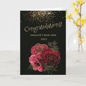 Carte Rose Red Gold tendance Félicitations Graduation (Fleur jaune)