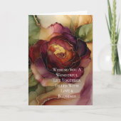 Carte Rose romantique Bourgogne Rouge or Mariage Floral (Devant)