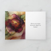 Carte Rose romantique Bourgogne Rouge or Mariage Floral (Intérieur)