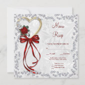 Carte Rose romantique, Diamants et Ruban Rouge Mariage (Dos)