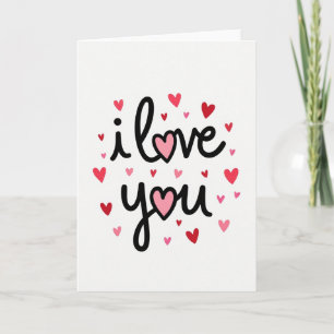 Carte rose romantique Je t'aime coeurs