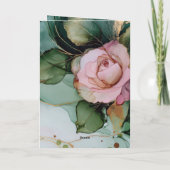Carte Rose romantique rose blanc or Mariage floral (Dos)