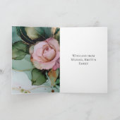 Carte Rose romantique rose blanc or Mariage floral (Intérieur)